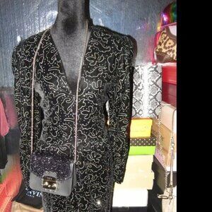 Torrente Haute Couture Circa 1983 Jeweled Black Velvet Cocktail Dress S Vintage